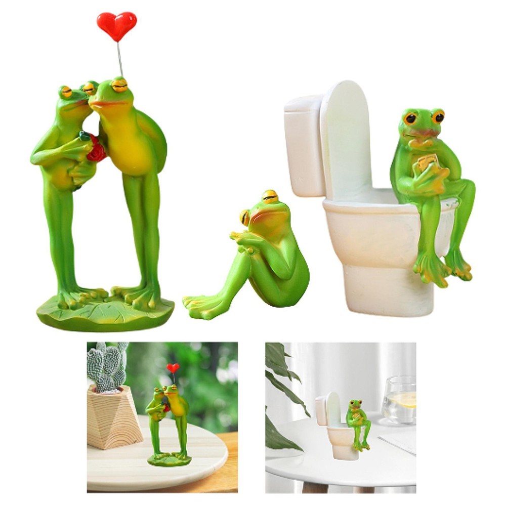 Frog Statue Ornament Decoration Multifunctional Gifts Figurine for Backyards
