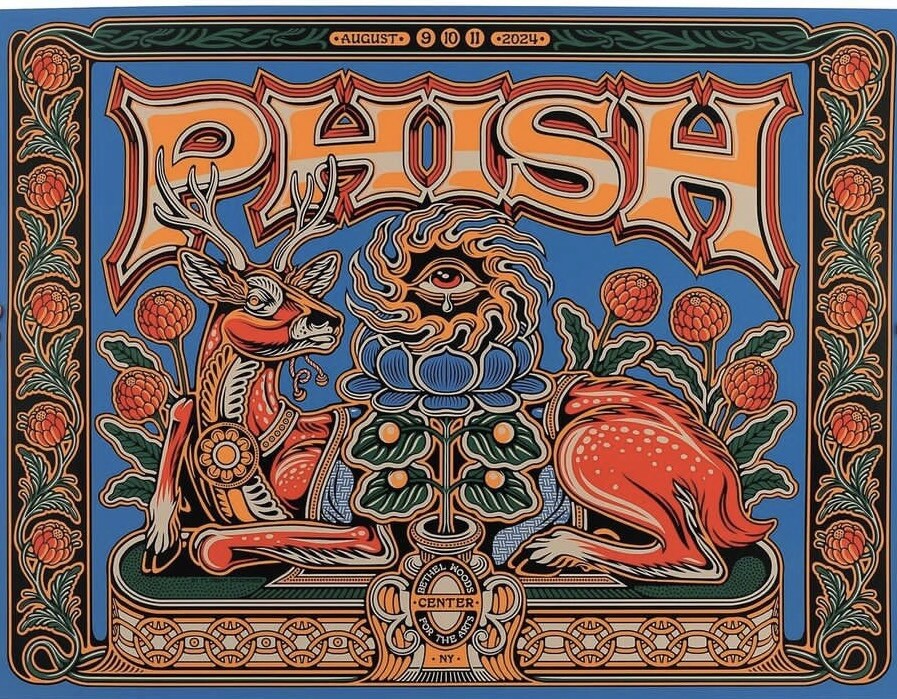 Phish Poster Bethel Woods NY August 9 10 11 2024 Florian Schommer /1300