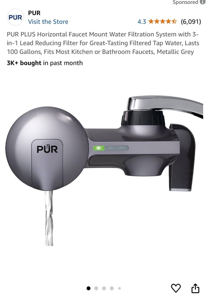 Pur Water Filtration System For Bathroom And Kitchen Faucet And 30 Cup Dispenser