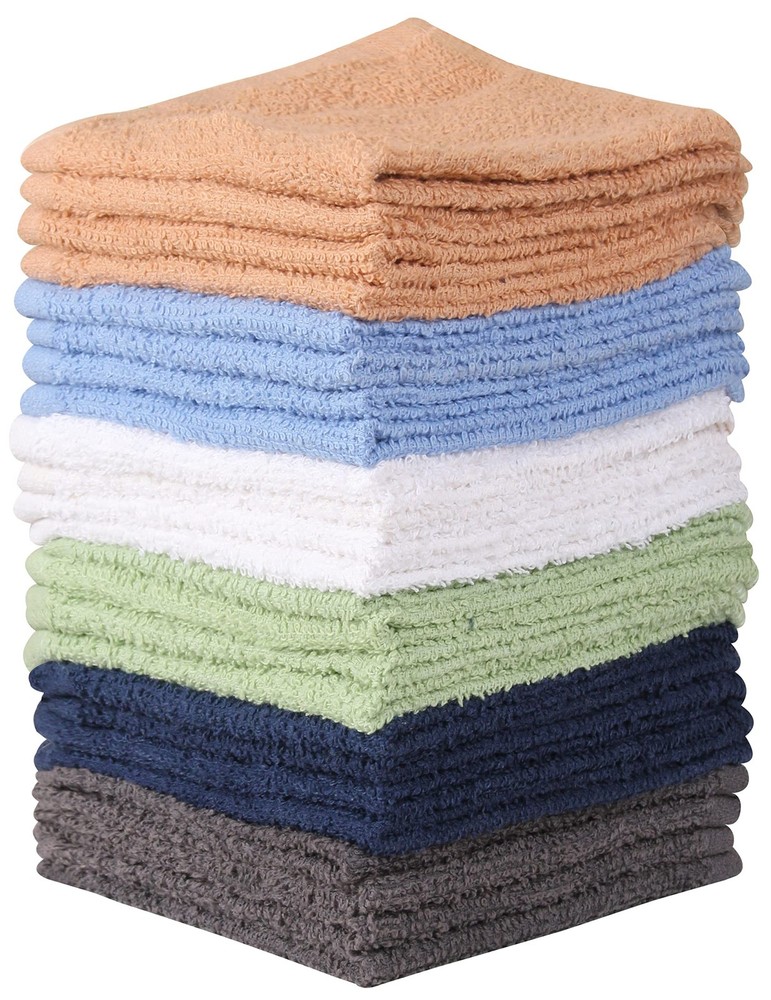 24-Pack 100% Cotton Flannel Wash Cloths for Face & Body by Towel and Linen Mart