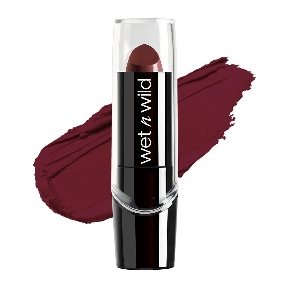 wet n wild Silk Finish Lipstick, Hydrating Rich Buildable Lip Color，Dark Wine