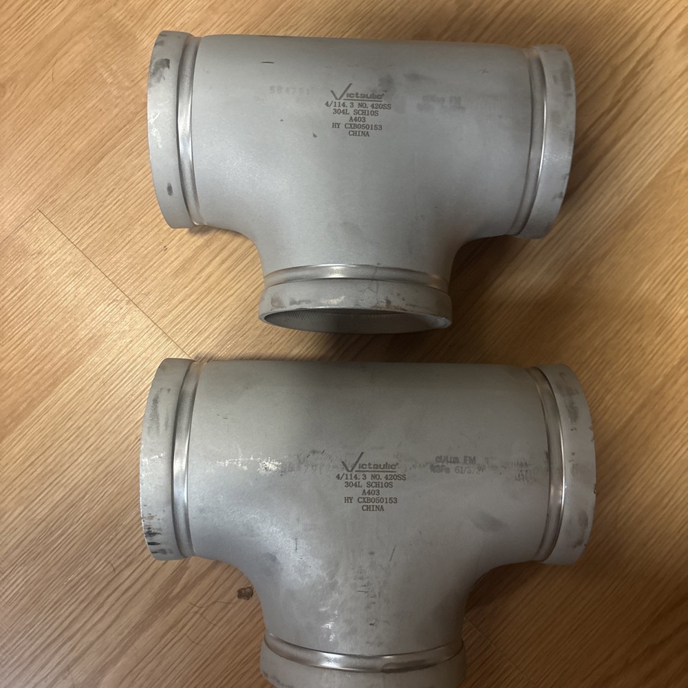Qty: 2 — Victaulic 4” Stainless Steel Tee Groved Sch 10