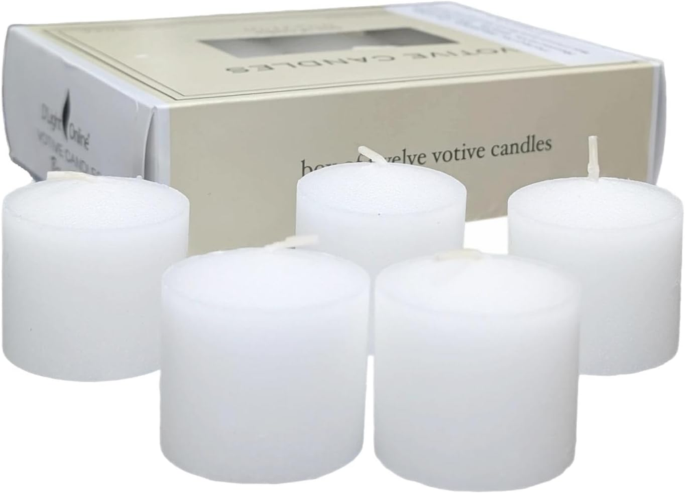 Long Unscented Votive Candles - 10 Hour Burn Time for Birthdays & Events