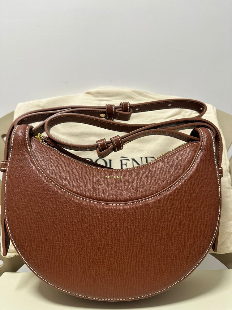 Polene Numero Dix Crescent Bag Textured Camel