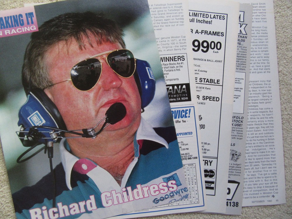 1992 NASCAR Winston Cup Racing Featuring Richard Childress and Bill France Sr