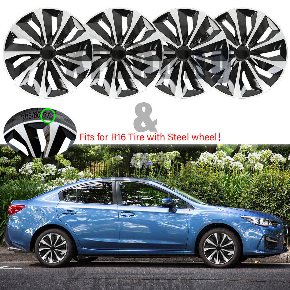 4 Snap On 16 Inch Wheel Covers Hub Caps for Subaru Impreza R16 Steel Rims