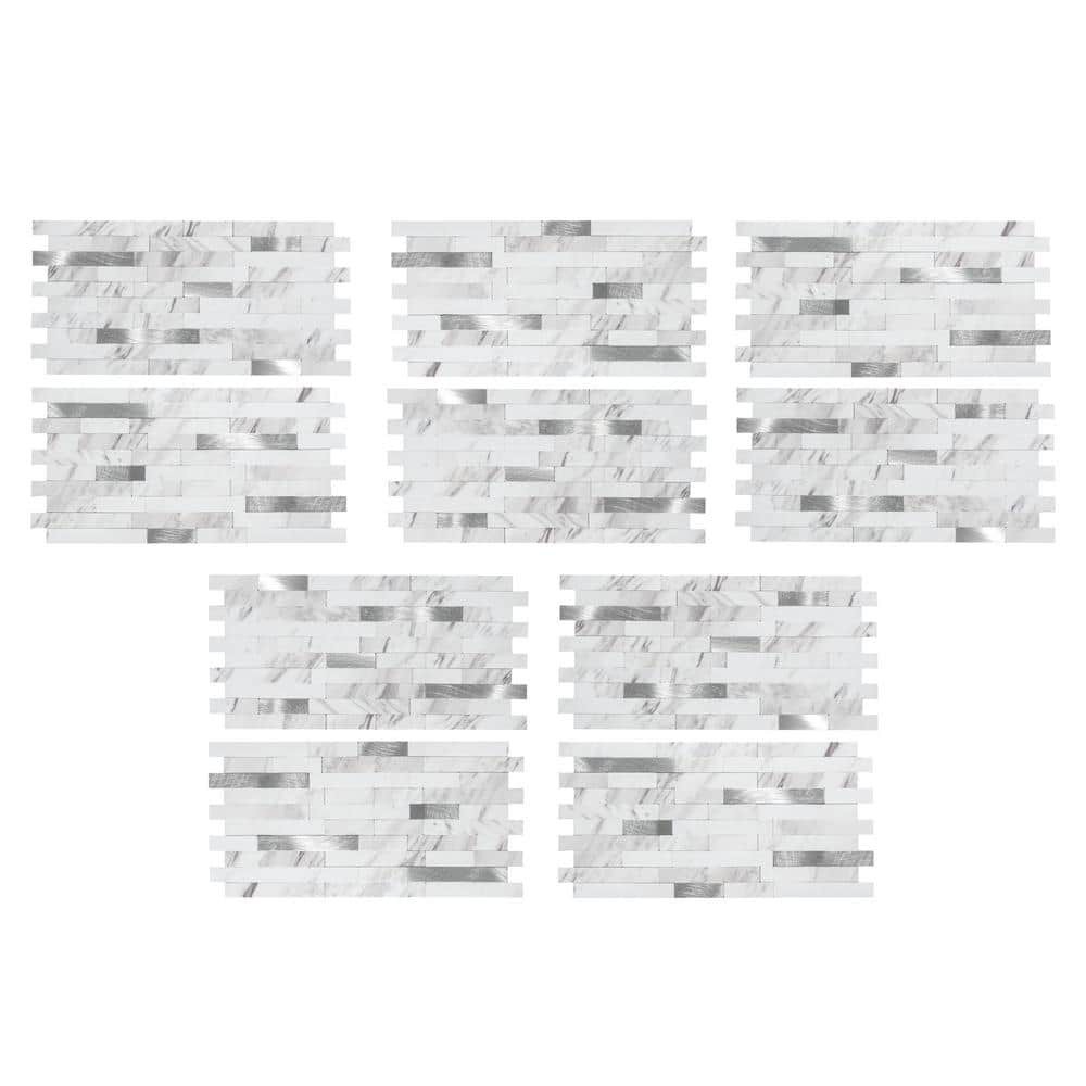 12x5.8in Marble Peel & Stick Backsplash Tile 5-Pack