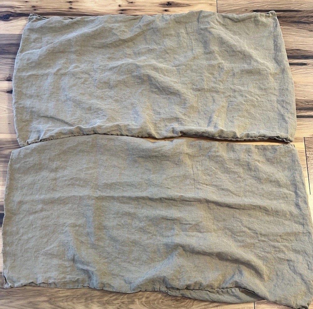 Parachute Home King Linen Pillowcases Set of 2 Olive Green Portugal