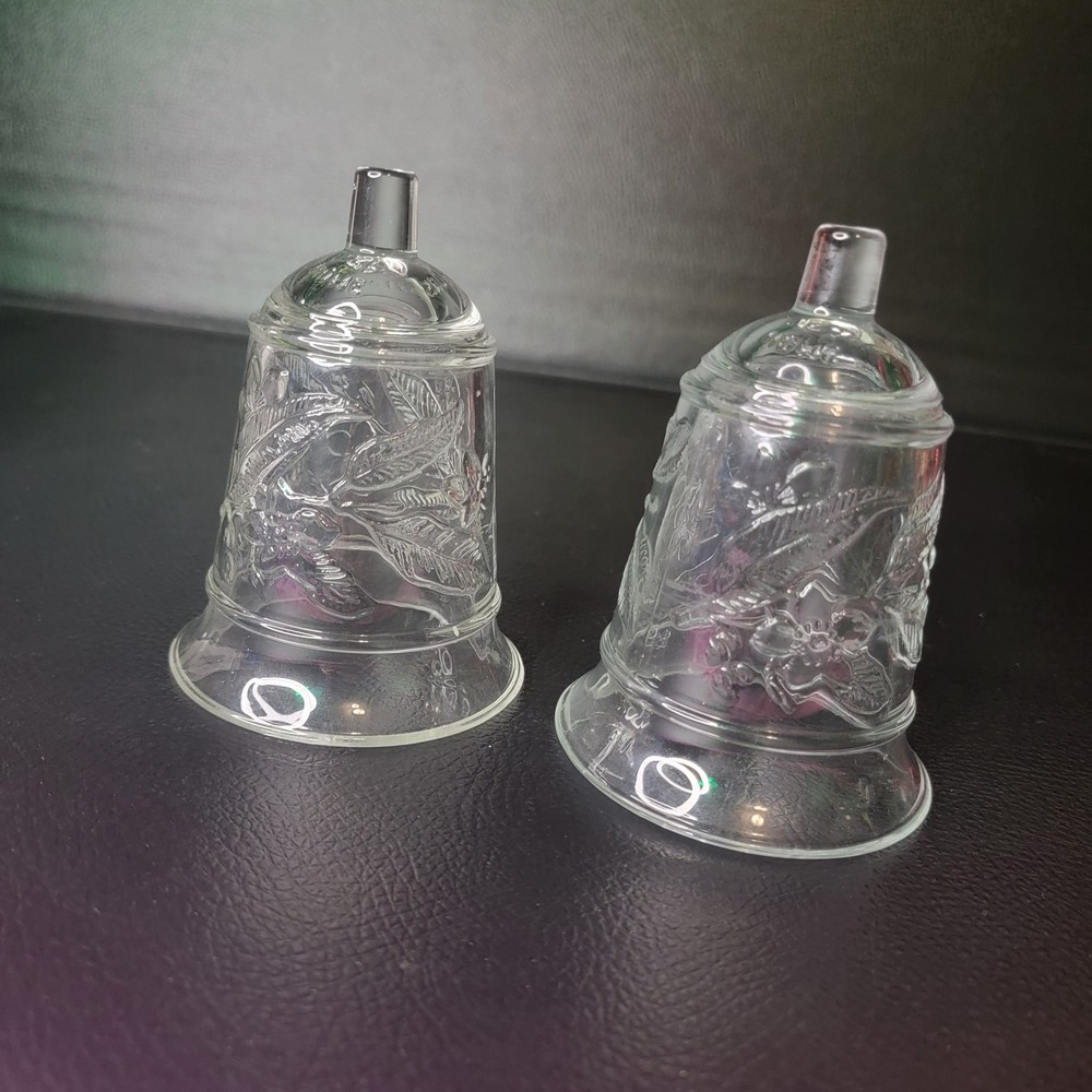 Vintqage HOMCO Clear Glass Votive Cups, Leaf/floral, Set of 2