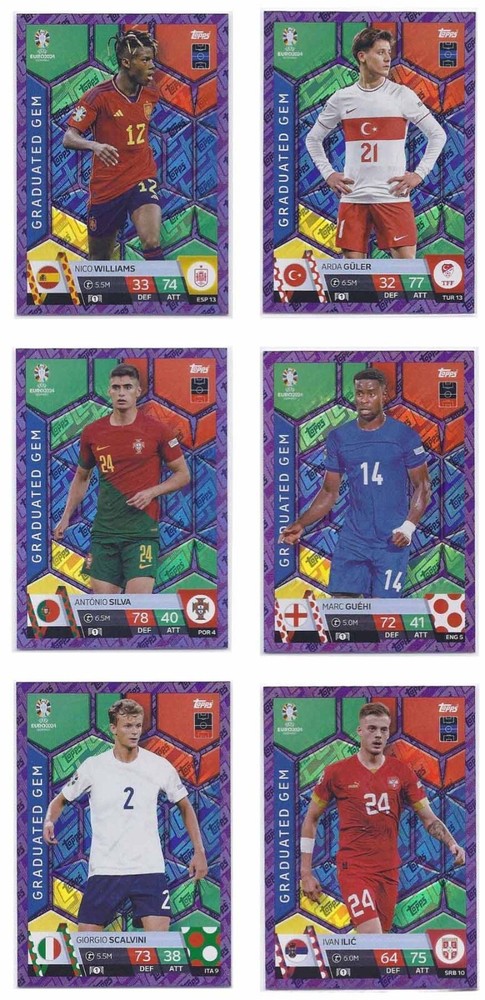 2024 Topps Match Attax Euro Purple Graduated Gem Cards Choose Your Player