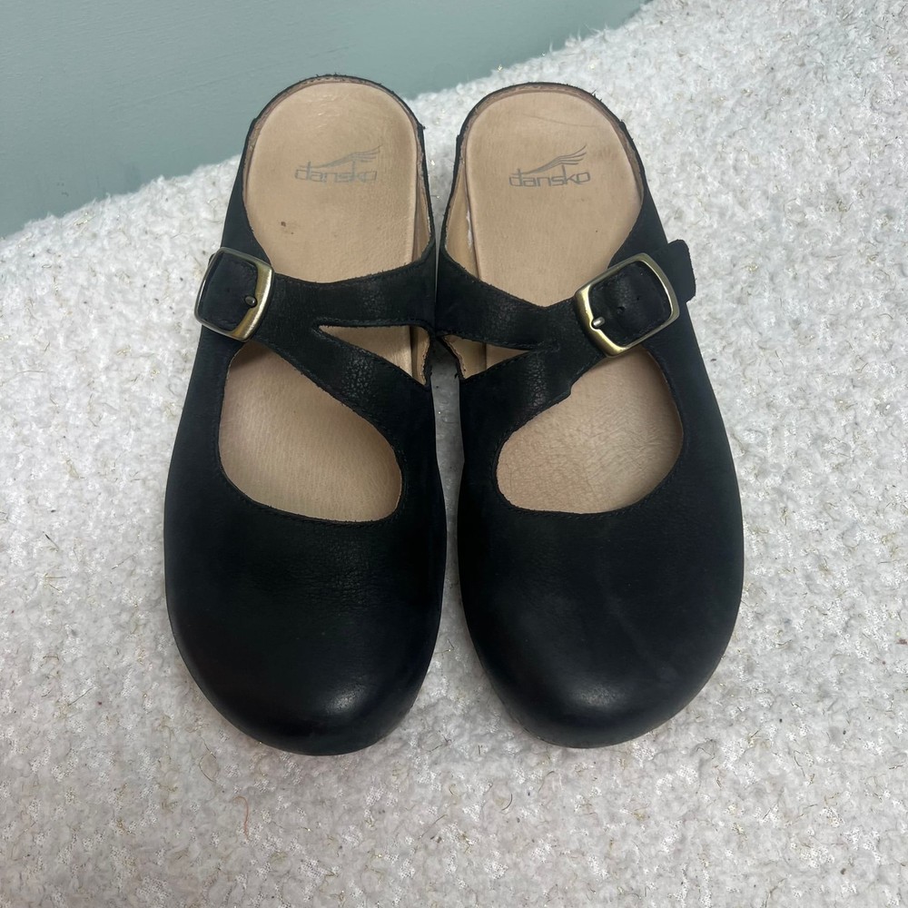 Dansko Britney Women's Black Burnished Nubuck Clogs Mary Jane Mules Size 40 EU S