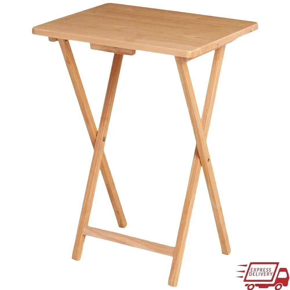 Indoor Folding TV Tray Table Portable Lightweight Rubberwood No Assembly Require