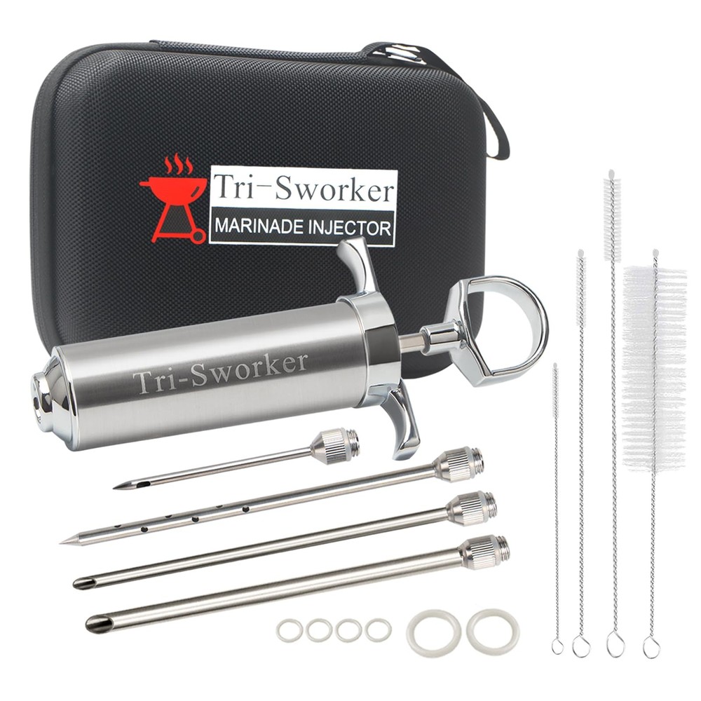 Meat Injector Kit for Smoking with Case and 4 Flavor Syringe Needles