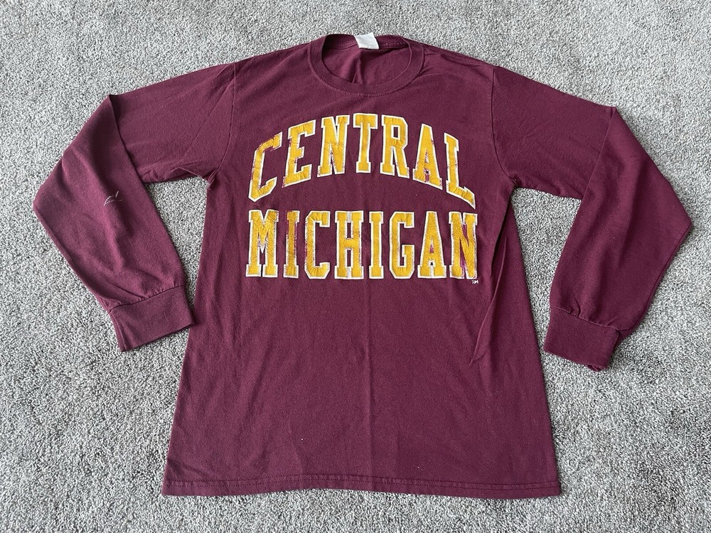 Central Michigan Chippewas Shirt Mens Small Maroon Long Sleeve NCAA Football Y2K