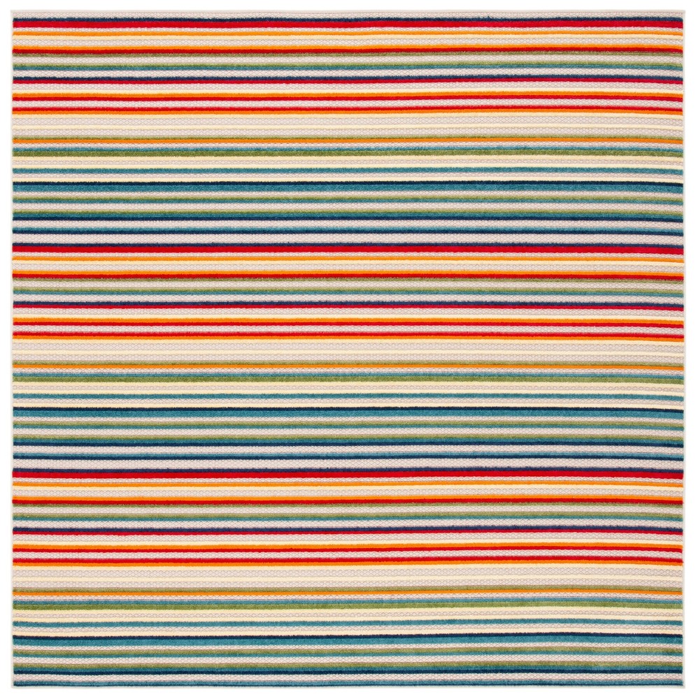 SAFAVIEH Cabana Fedelma Striped Indoor Outdoor Rug Ivory Green 3x3 Square