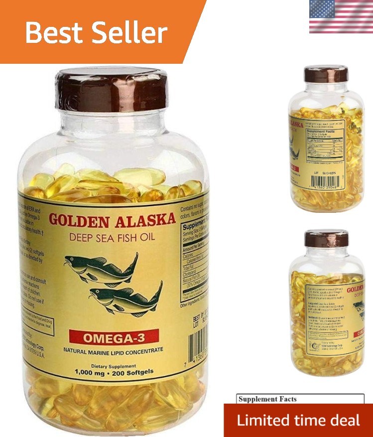 Alaska Fish Oil Omega-3 Softgels 200ct Allergen-Free Alcohol-Free Natural