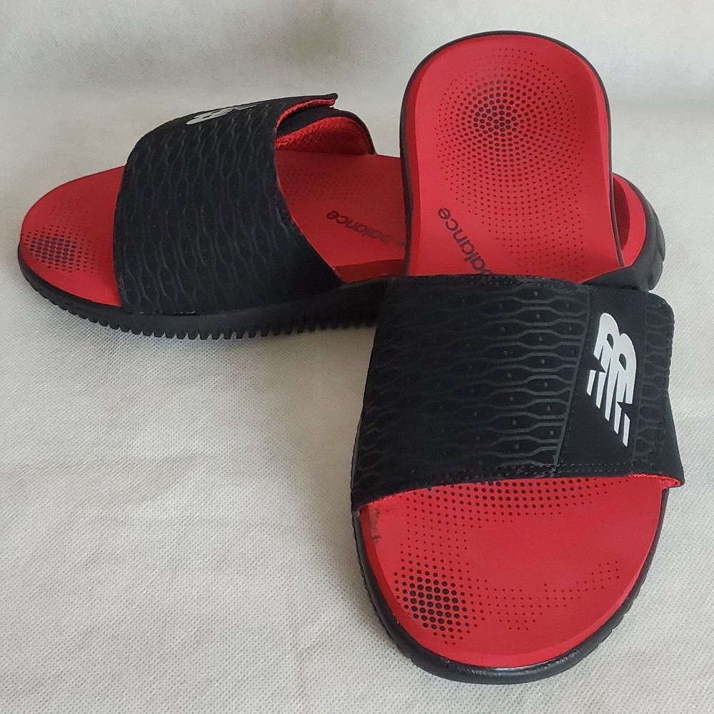 NEW BALANCE MOJO SLIDE SANDALS MEN'S ADJUSTABLE STRAP SIZE 8 RED/BLACK COMFORT