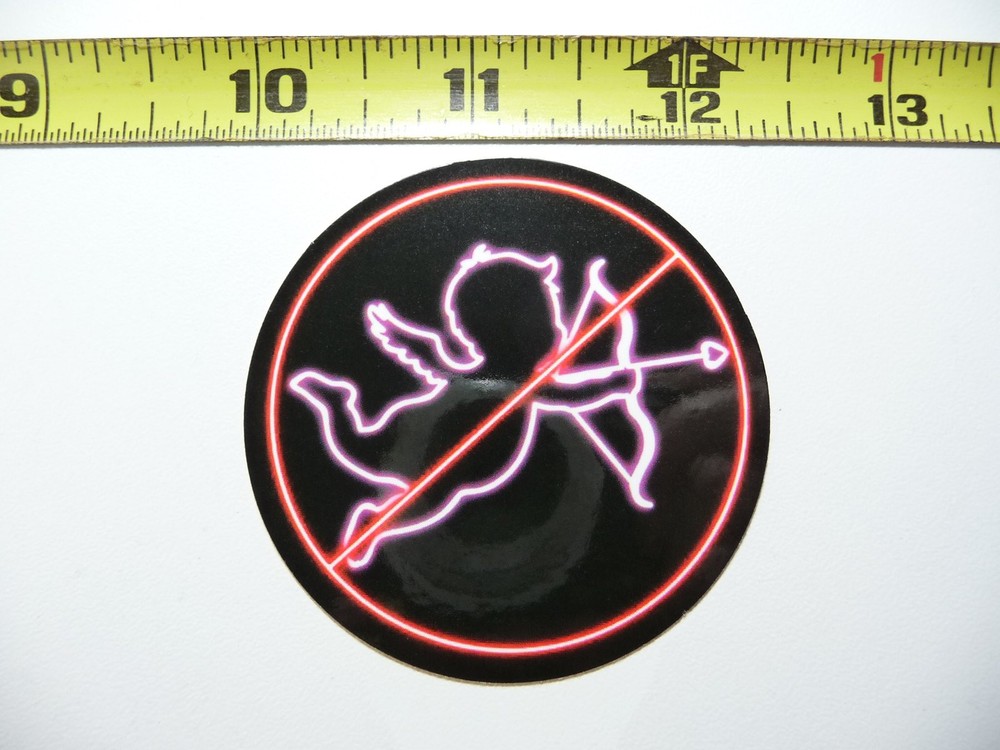 Colorful NO CUPIDS LOVE Neon Sticker Decal for Fun Celebrations
