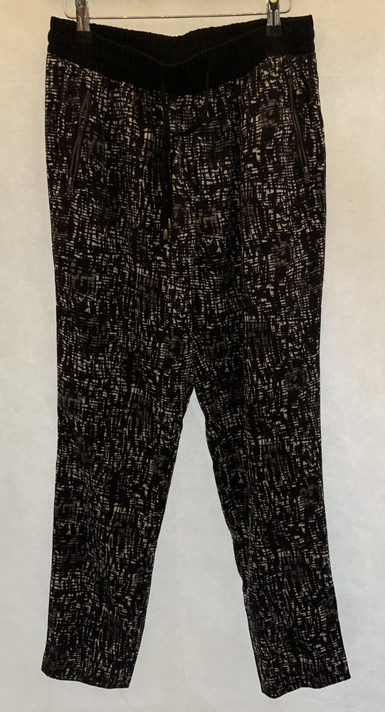 Women's Size 12 Black Geo Print Viscose Tapered Trousers L27