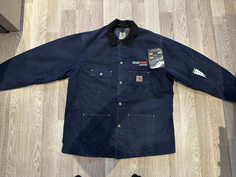 Carhartt C02 Medium Blanket-Lined Canvas Work Jacket Blue Size XL