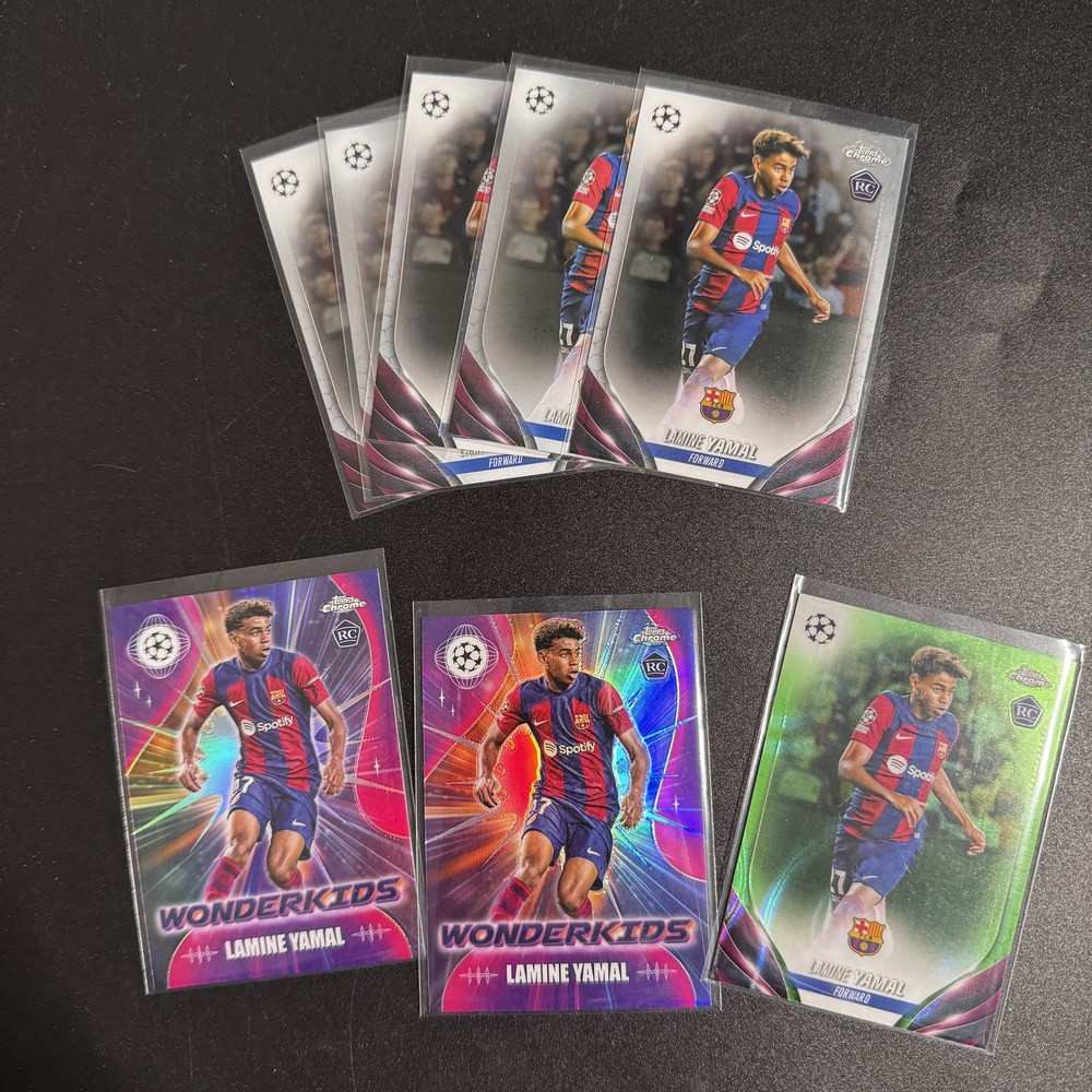 Lamine Yamal 2024 Topps Chrome UEFA 2Wonderkids+5Base+Green Lava RC lots 8 -vi