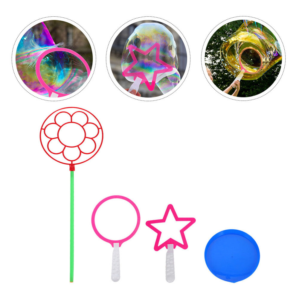 4Pcs Bubble Wand Set for Kids Outdoor Play with Circle Bubbles Maker