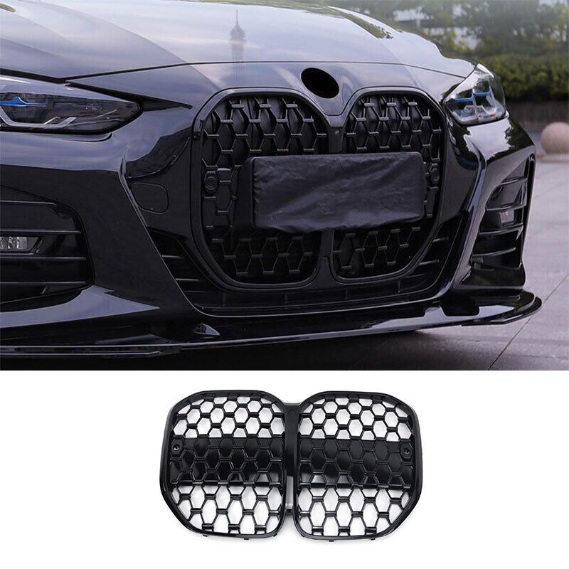 For BMW 4-Series G22 Coupe 2021-2023 Black Front Upper Bumper Mesh Grill Grille