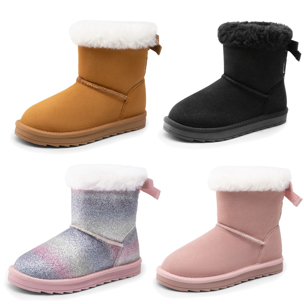 Kids Warm Comfy Girls Faux Fur Snow Boots Ankle Indoor Outdoor Winter Boots
