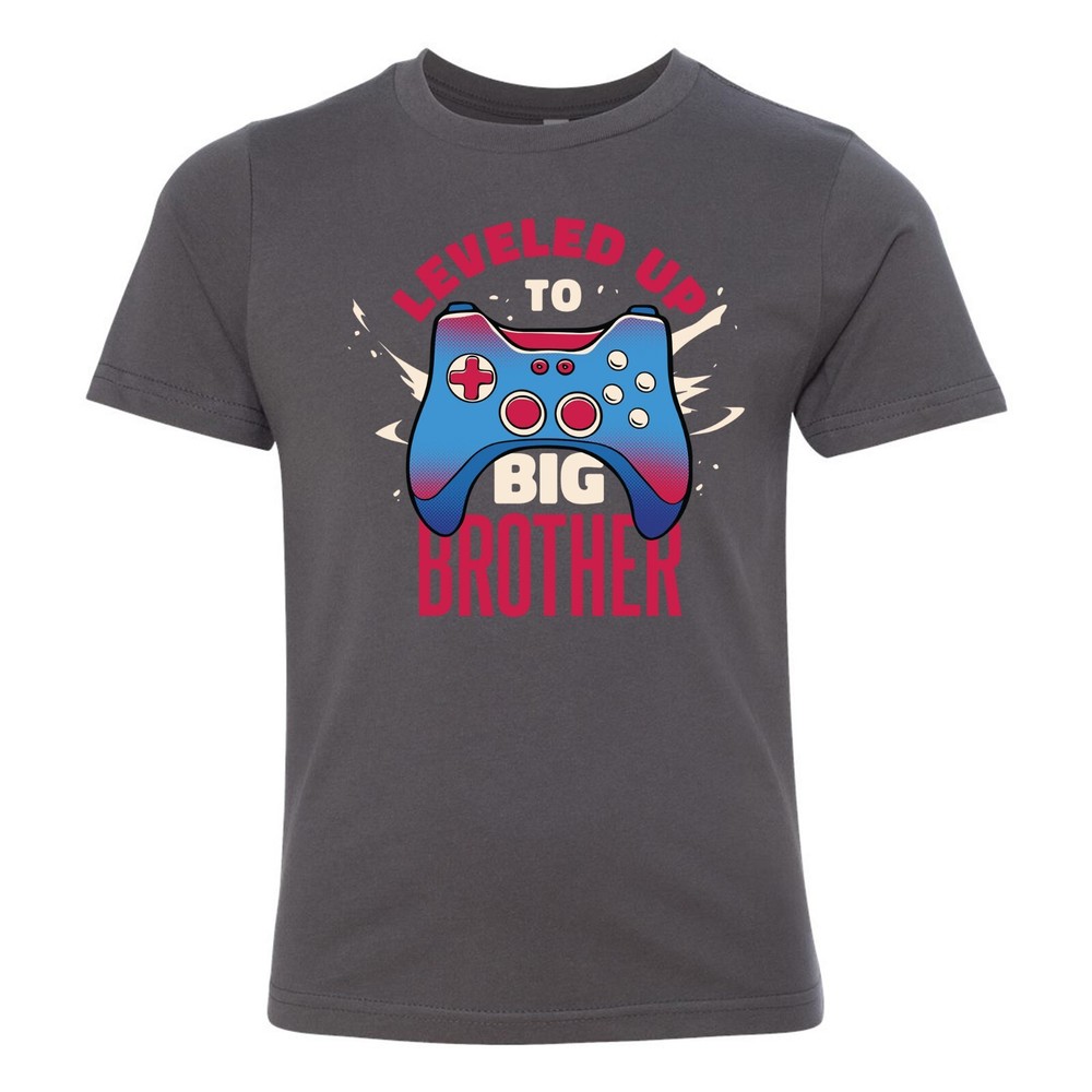 Leveled Up to Big Brother Graphic Art Kids Youth Unisex Cotton Tee