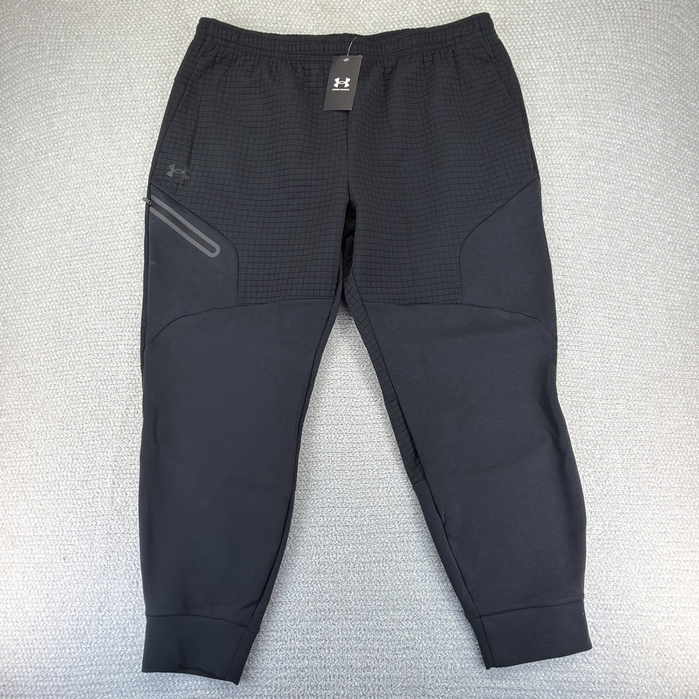 Under Armour UA Unstoppable Fleece Grid Jogger Pants Mens Size 2XL Black