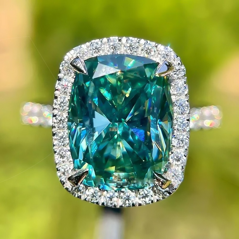 7 Ct Cushion Cut Lab Grown Blue Diamond Solitaire Ring 925 Silver Gift Ring