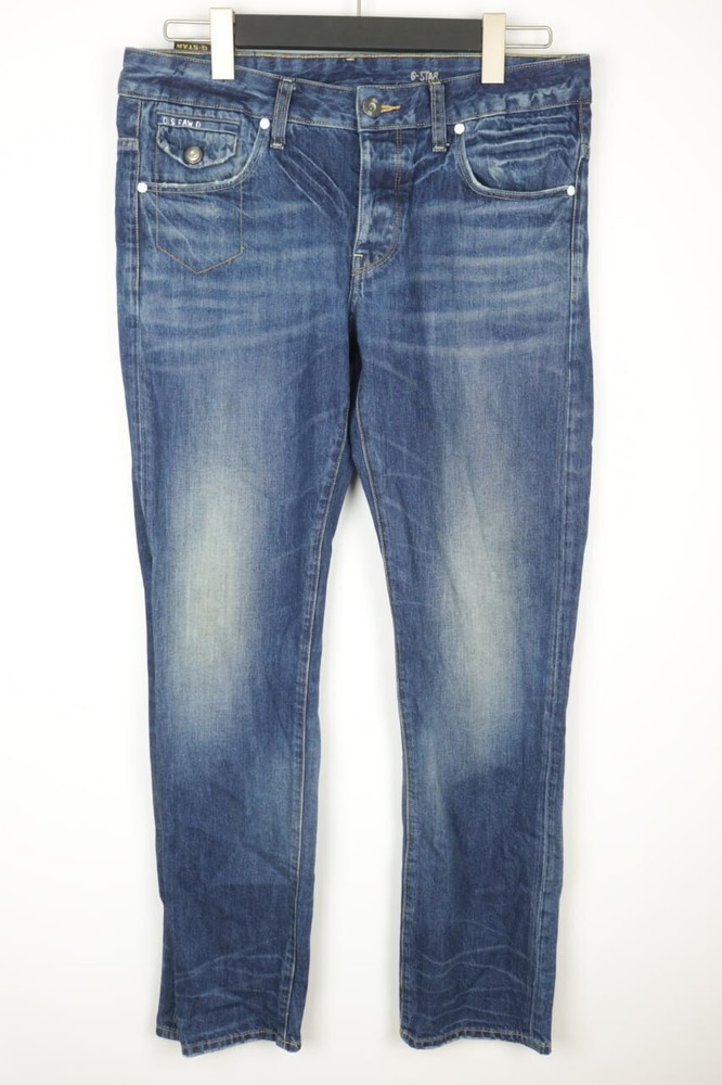 G-STAR RAW MORRIS LOW STRAIGHT Blue Wash Denim Regular Jeans W32 L32 Button Fly