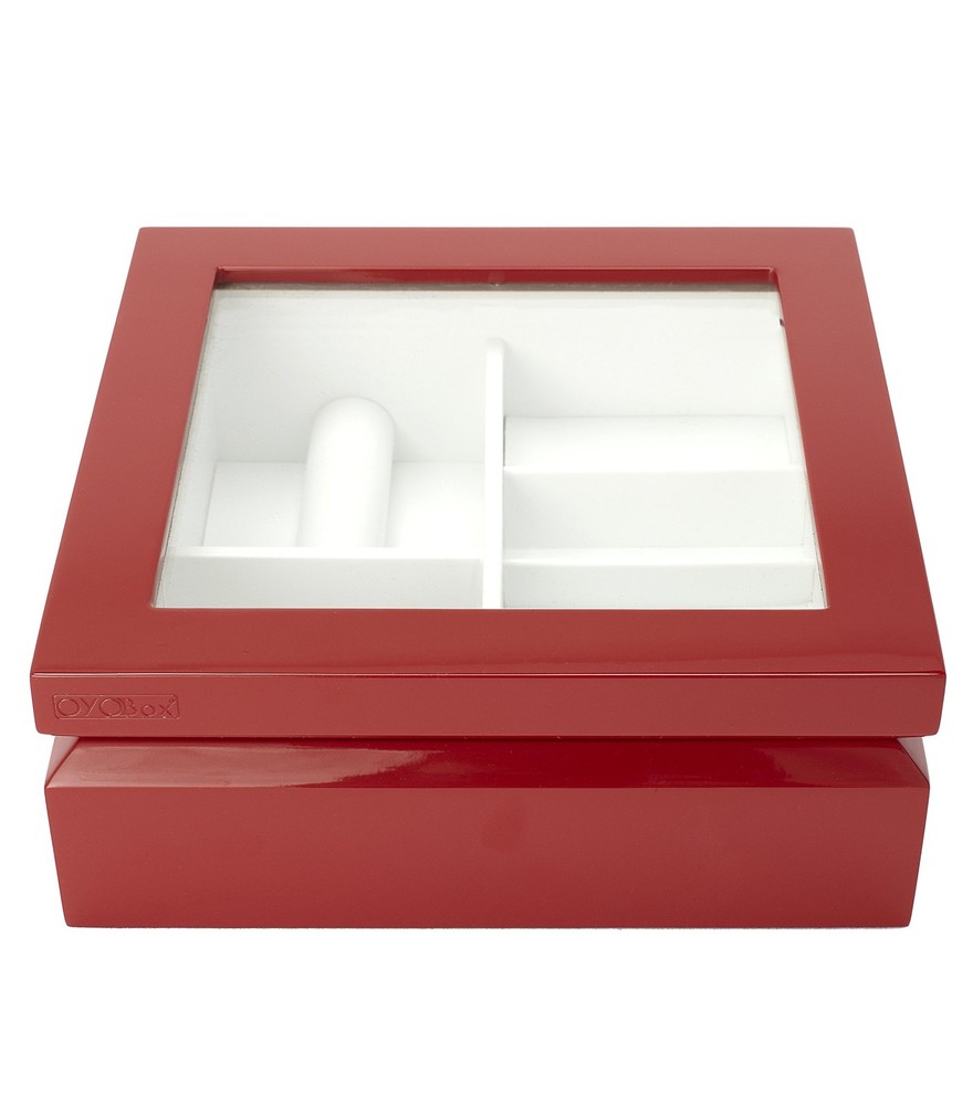 Luxury Red Lacquered Wood Jewelry Box - Limited Edition Organizer