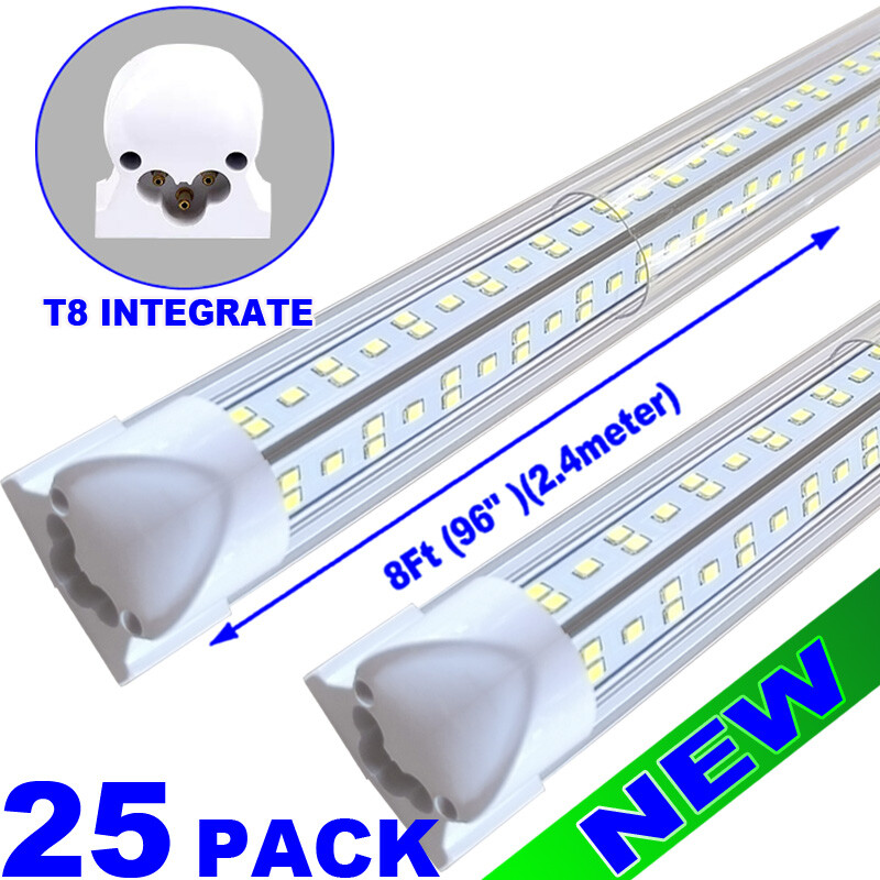 25/Pack 8Ft LED Tube Light 144W LED Shop Warehouse Light Fixture Garage Light