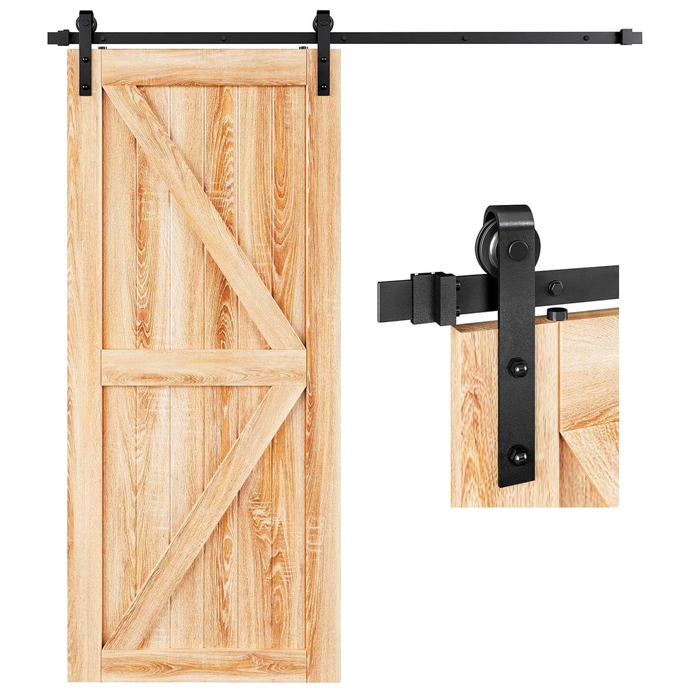 6.6 FT Sliding Barn Door Hardware Kit with J Pulley for Smooth Quiet Operation