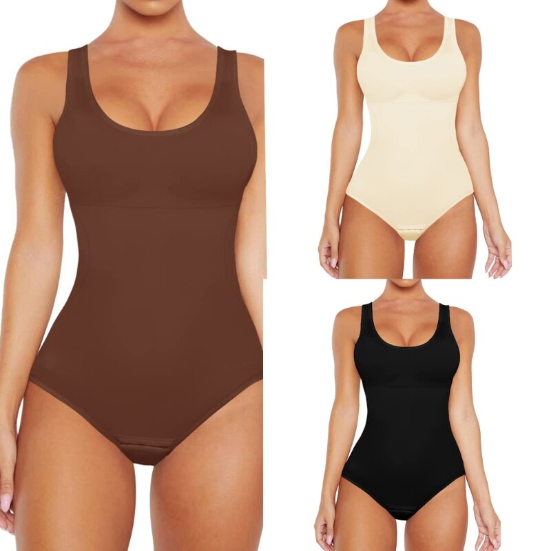 Slimming Round Neck Bodysuit for Women Tummy Control Shapewear Top  