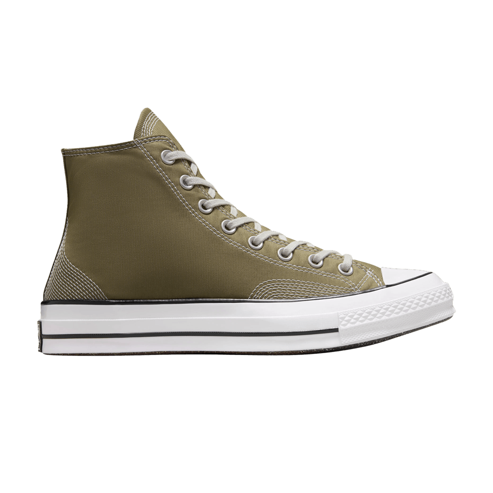 Converse Chuck 70 High Top Sneakers in Mossy Sloth Green with Multi-Stitch Detail A07435C