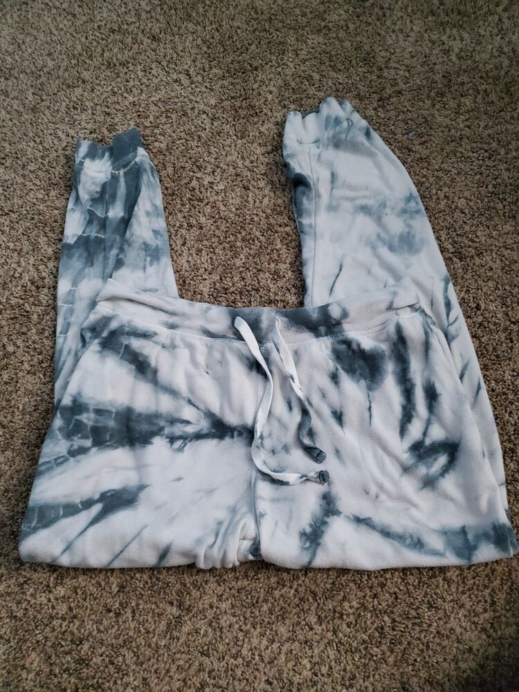 Le Verde Super Soft Fleece Pants Size XL Tye Dye Gray White 16