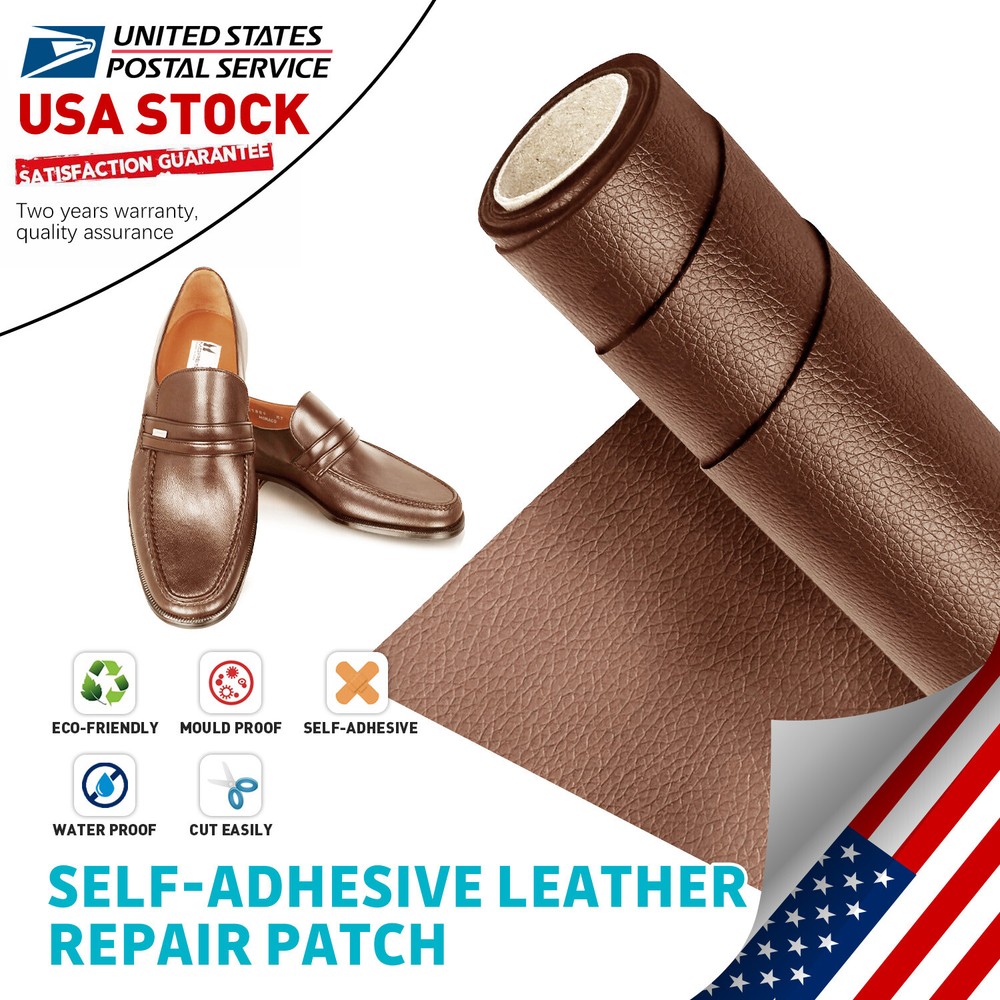 Soft Brown Leather Repair Kit Self-Adhesive Patch on Sofa Clothing Car Couch