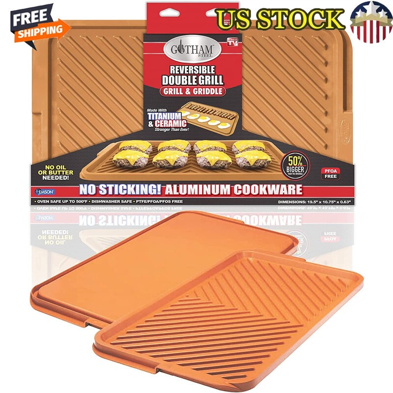 Reversible XL Nonstick Ceramic Grill Griddle Pan for Indoor Outdoor Cooking