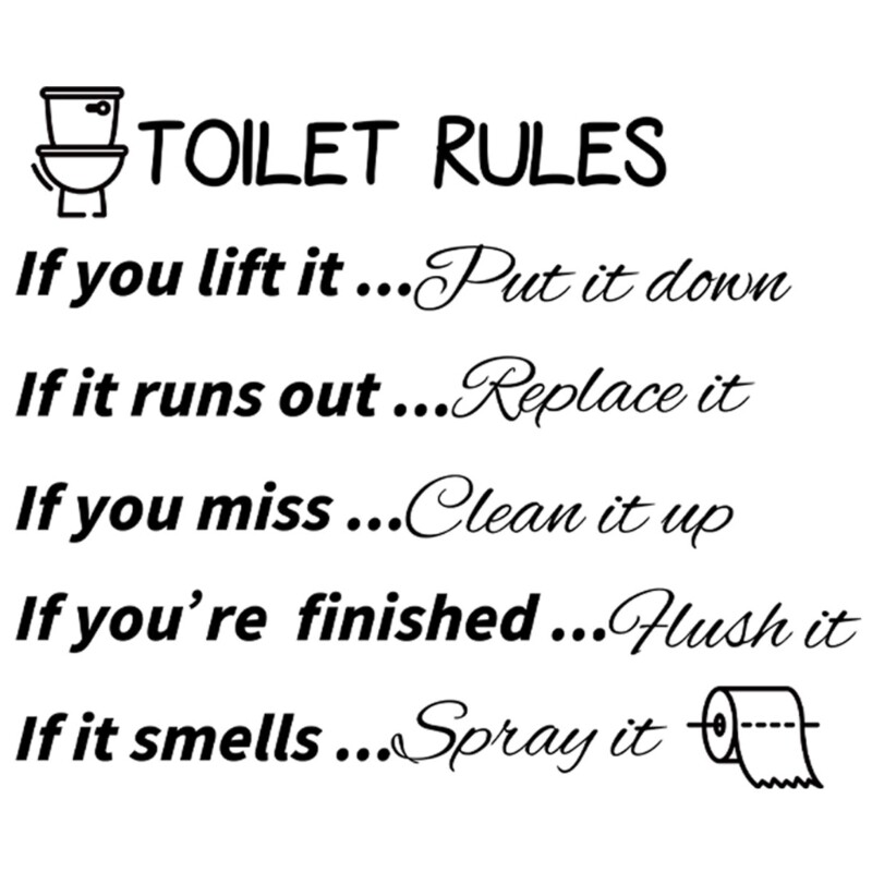 DIY Art Home Bathroom Rules Decorative Decal Humour Poster for Public & Home