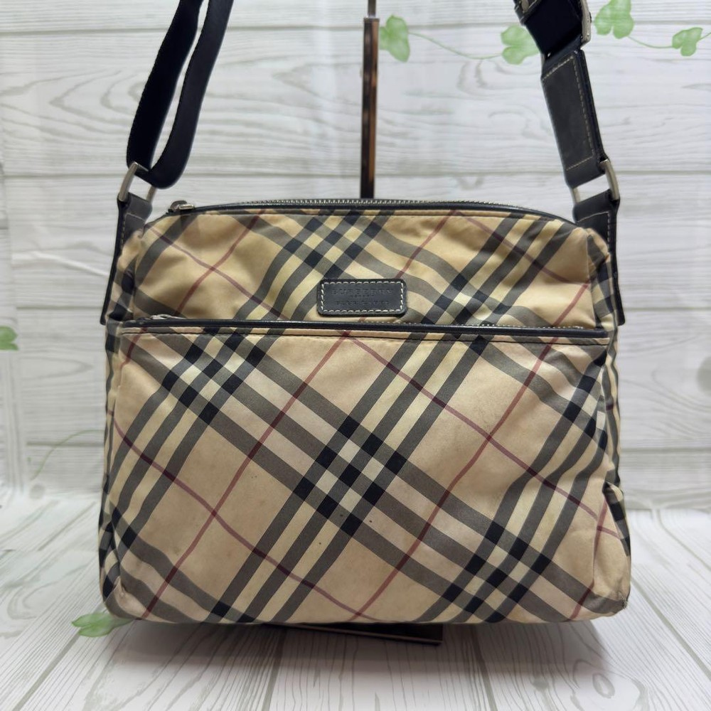 Burberry Shoulder Bag Nova Check Canvas Beige Authentic F1205352