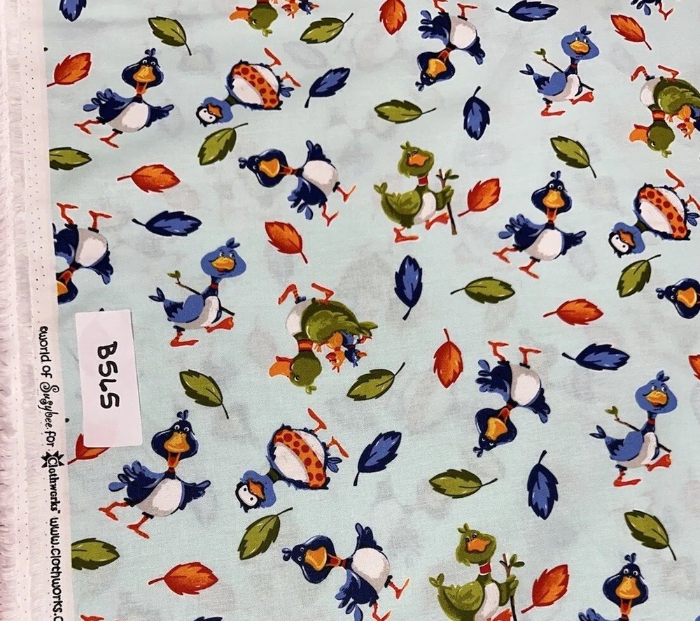 Adorable Ducks Suzybee Clothworks Cotton Quilt Fabric Half Yard