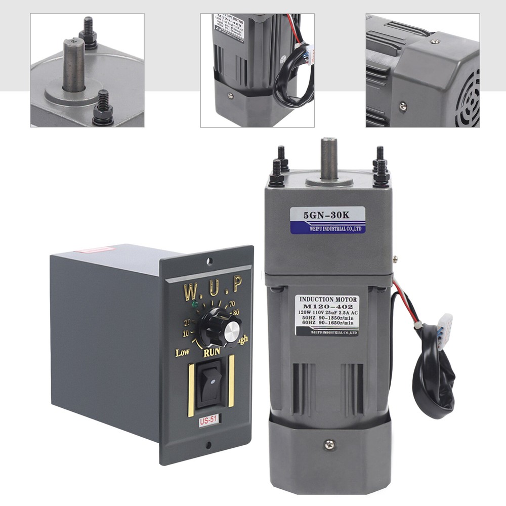 110V 120W AC gear motor electric+variable speed reduction controller 1:30 45RPM