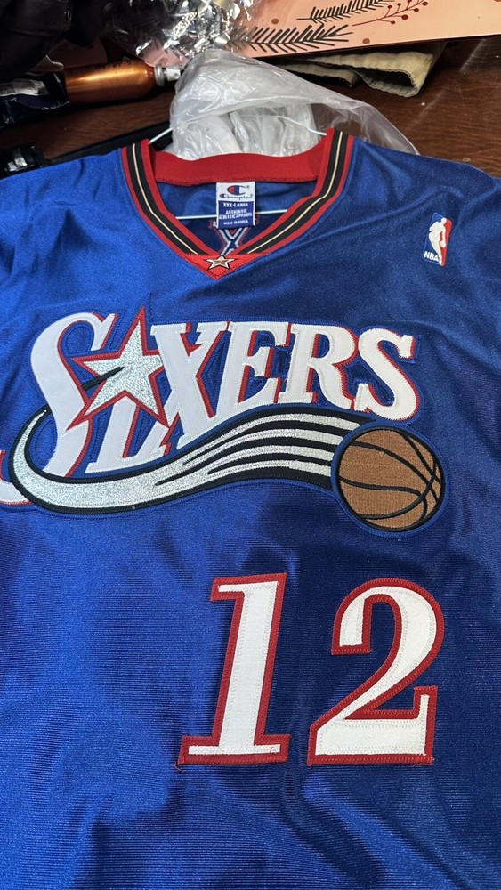 Vintage Speedy Claxton Blue Philadelphia 76ers Champion Jersey Size 56 Rare Find