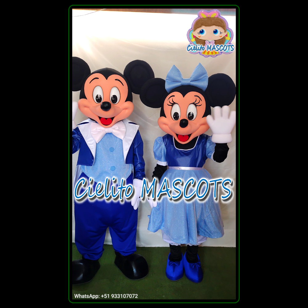 (Includes both characters) Blue Mickey and Minnie Mascot mouse Costume halloween