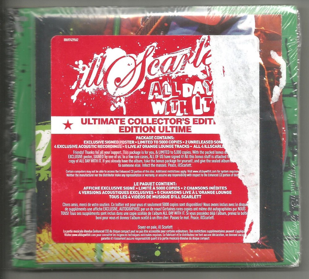 ILL SCARLETT 2 CD BONUS w/ LIVE & UNRELEASED & ACOUSTIC & SIGNED POSTER All Day