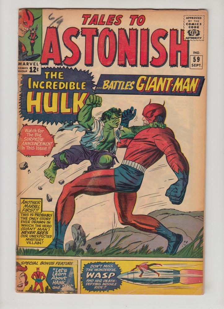 TALES TO ASTONISH #59 VG+ 4.5 MARVEL COMICS 1964 *1st HULK IN TITLE