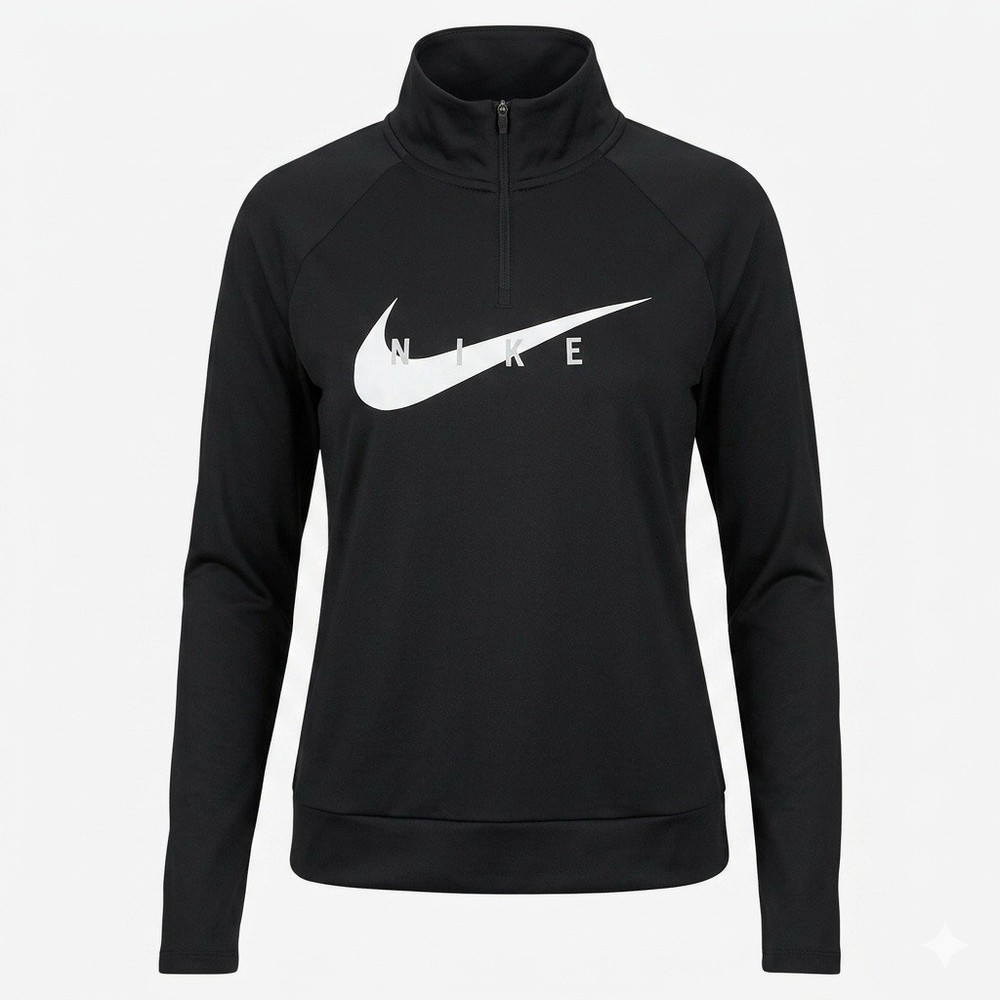 Nike Women’s Black Athleisure Logo Long Sleeve 1/4 Zip Shirt Size Small