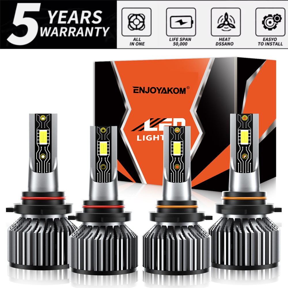 4x LED Headlight Bulbs 6500K Hi/Lo Beam 9005 9006 For Ferrari 348 TB 1990-1992